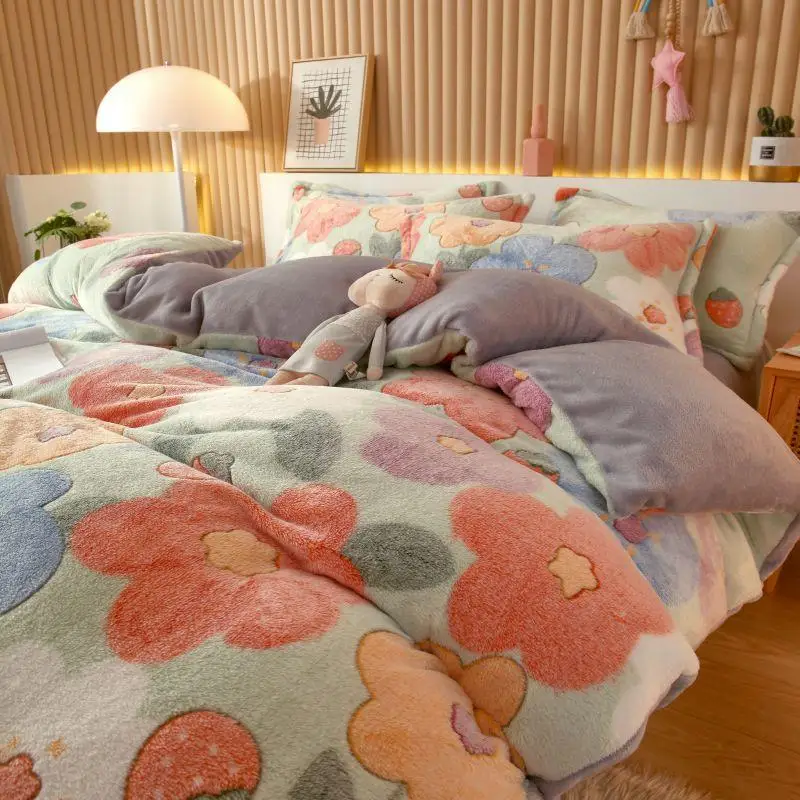 

1 шт. Флисовое одеяло, пододеяльник, теплый мягкий пододеяльник для зимы, пододеяльник, Фланелевое постельное белье, двойное (без наволочки)
