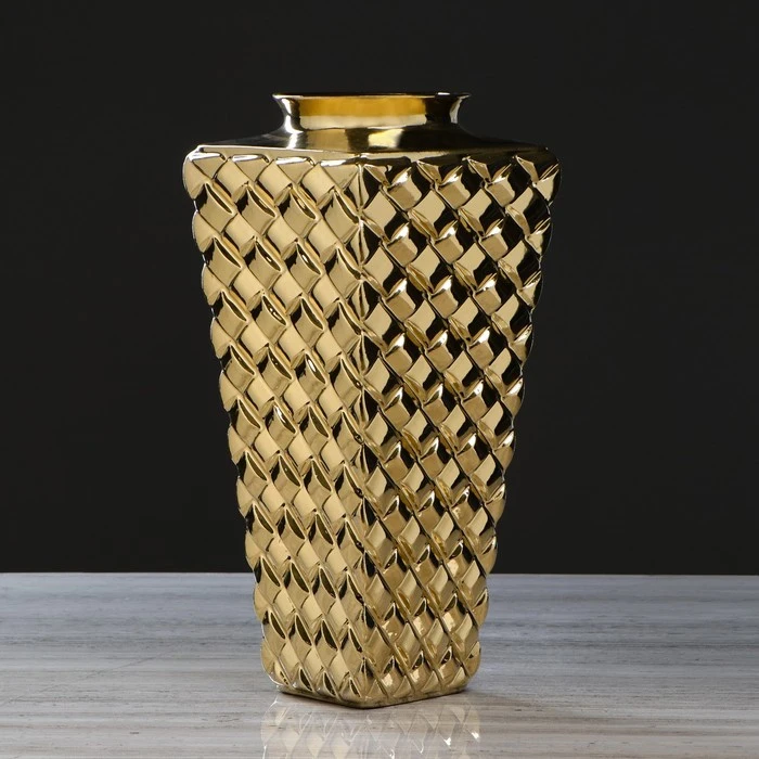 Ваза напольная &quotРотанг&quot булат золотистая 40 см 749074|Вазы| |