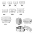 Портативная серебряная круглая алюминиевая Жестяная Банка, косметическая банка для образцов крема, крышка винта, горшок для макияжа, крем для воска, чехол, контейнер