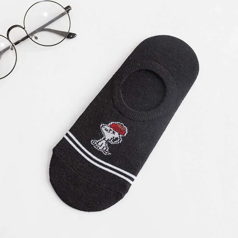 Простые женские короткие носки с Snoopy из мультфильма; удобные хлопковые короткие Дышащие носки с закрытым носком; нескользящие чулочно-носочные изделия - Цвет: 5
