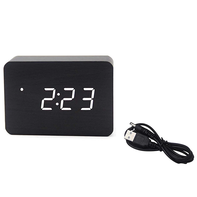 Деревянный цифровой будильник 4 уровня регулируемой яркости и голосового