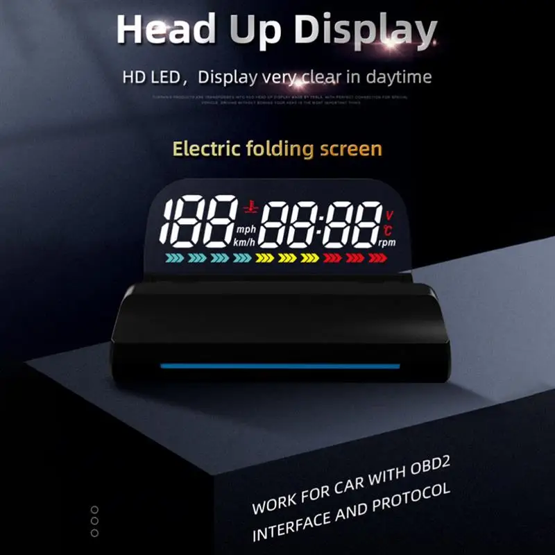 

HUD L5 Car Head Up Display OBD With Ambient Light Displays Speedometer Built-in Speed Alarm Overspeed Alarm Shift Reminder