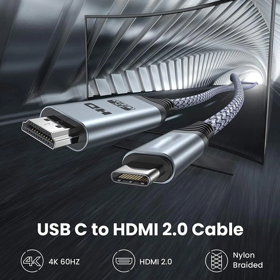 USB C to HDMI Cable 4K@60Hz 3.1 Type 2.0 Thunderbolt 3 Compatible for Macbook pro iMac Dell XPS 13 15 mate10 |