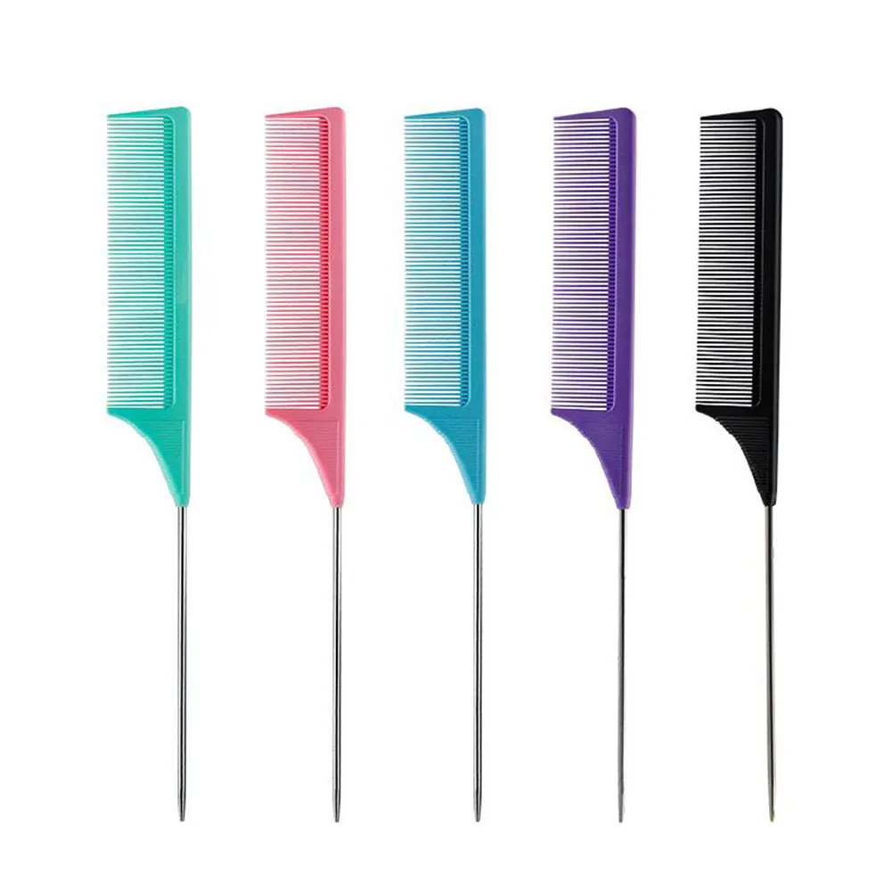 

Anti-Static Tail Comb Hair Comb Metal-Pin Heat Resistant Rattail Haire Brush Comb With Fine Tooth Hair Styling Tools For Salon