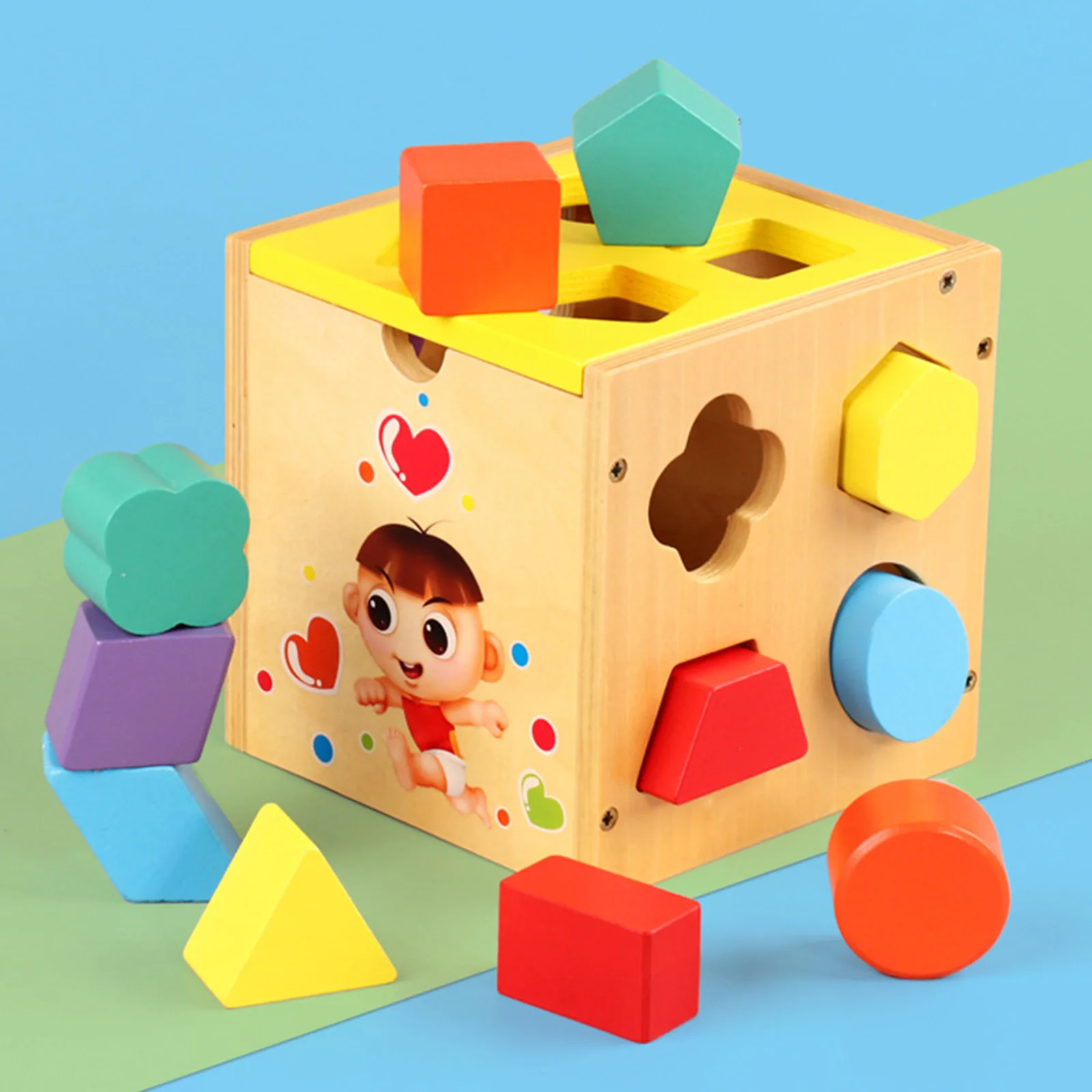 

Montessori Object Permanence Box Sensory Wooden Toys Shape Match Up Game Box Baby Montessori Toy For Babies Education
