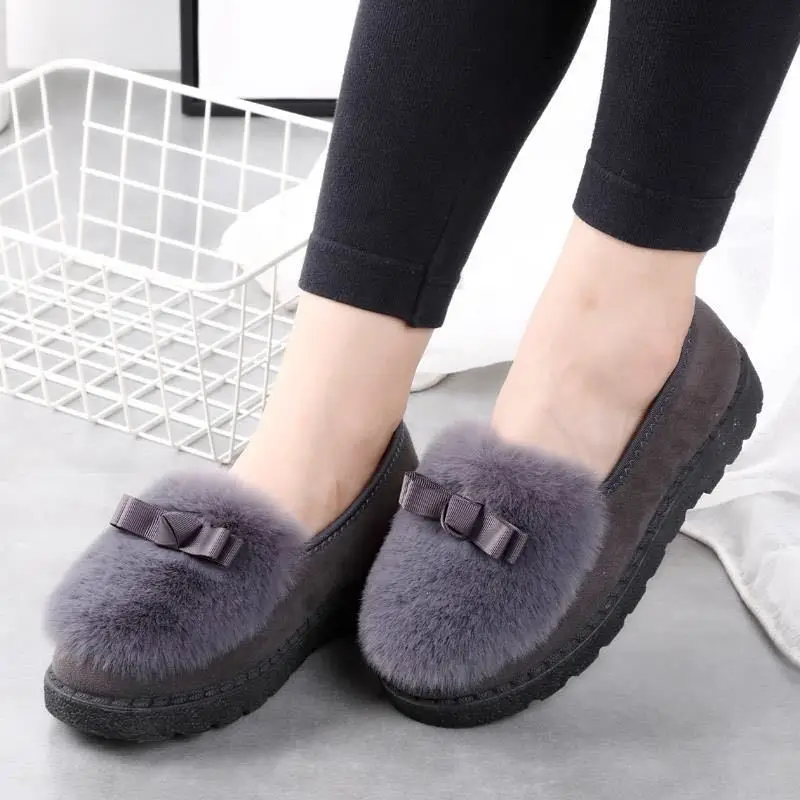 

2020 Women Autumn Winter Shoes Flat Heel Slip on Round Toe Loafers Comfort Platform Flats Snow Shoes Slip Resistance Warm!!!