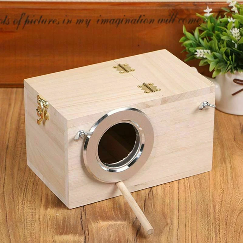 

Wood Bird Breeding Box Bird House Nest Parrot Breeding Decorative Cages Pet Accessories Home Balcony Decoration