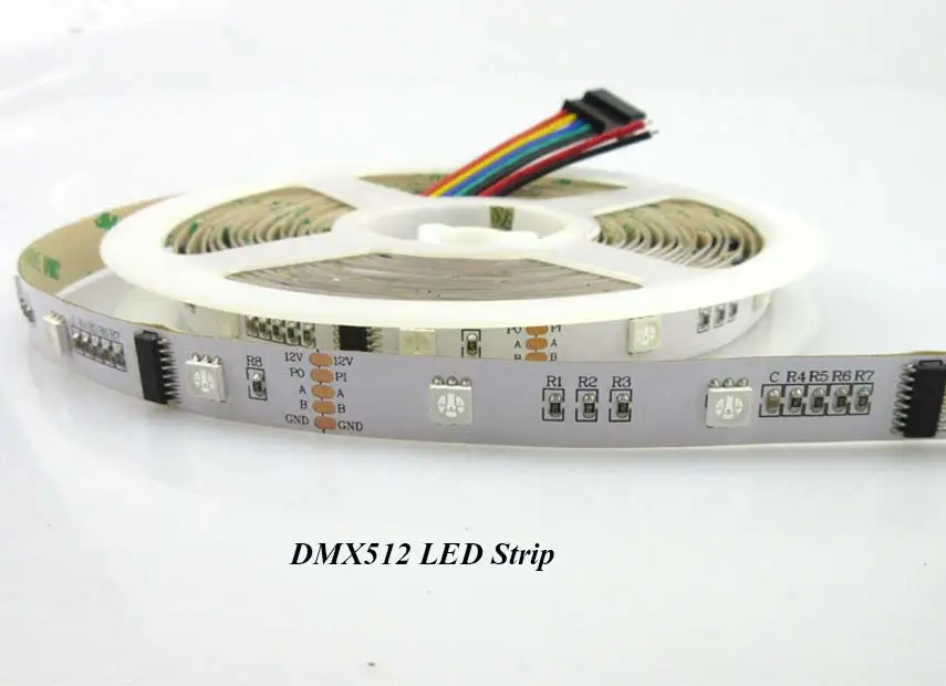 Адресуемая Светодиодная лента dmx rgb 12 В постоянного тока DMX512 30 светодиодов/м с 10