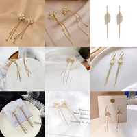 long tassels earrings for women feather bow knot rhinestone flower piercing earrings 2021 trend girls gift travel jewelry