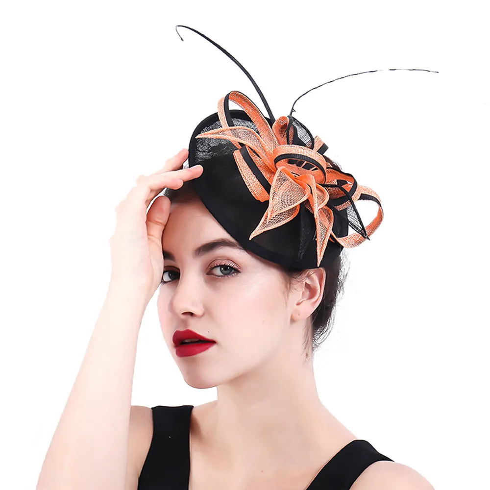 Новые женские Свадебные шляпы и вуалетки для волос с искусственными перьями