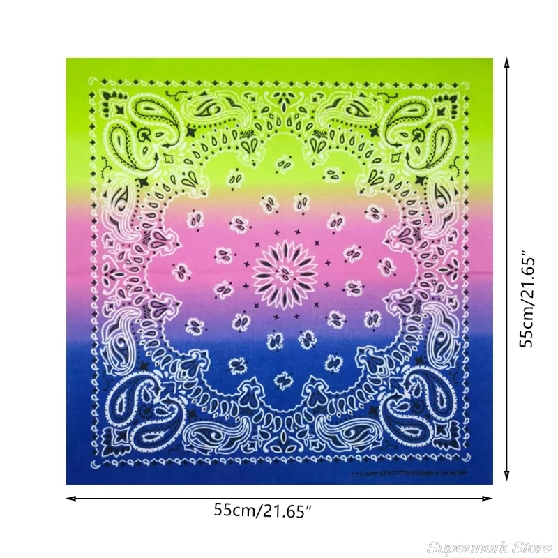 

6pcs Cotton Bandana Square Scarf Magic Turban Gradient Hip-hop Headband Flower Printed Neckerchief for Women Girl A28 21