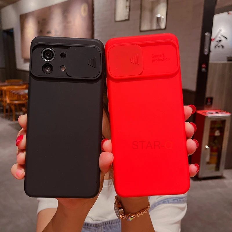 Slide Camera Lens Protector Phone Case For Xiaomi Mi 11 lite 5g Ne 11i mi11 i 11lite 5G Liquid Silicone Soft Back Cover