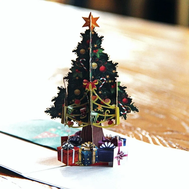 

Christmas Advent Greeting Card,3D ColorPrinting Three-dimensional Christmas Tree Greeting Card,width 15cm,New Year Welcome Card,