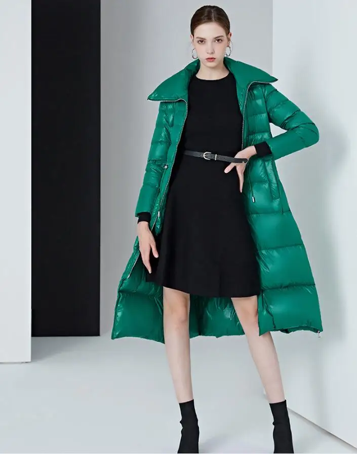 

90% White duck Down Jacket 2020 Winter Thick Down Jacket female Mid-length Warm Coat fashion long sleeve slim Outerwear p1861