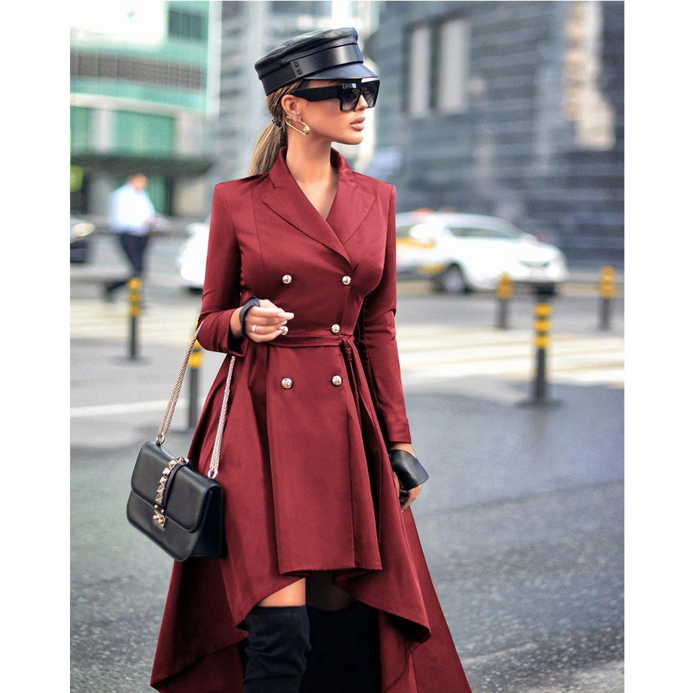 Женское винтажное двубортное платье с отложным воротником зимнее элегантное