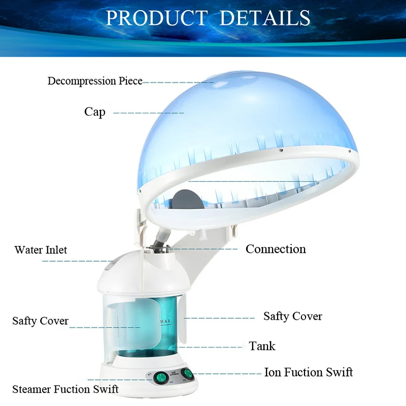 2 в 1 горячего тумана лица отпариватель паровой увлажнитель кожи и уход за