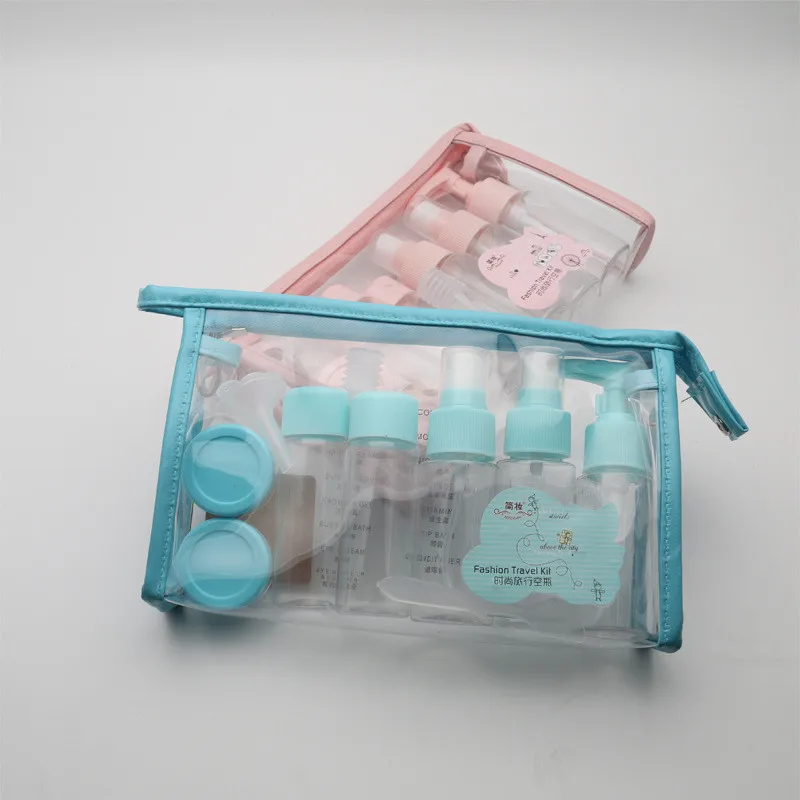 

10 шт Розовый Синий многоразовый набор бутылок дорожная посылка косметические бутылки пластиковые инструменты для макияжа пустые флаконы д...