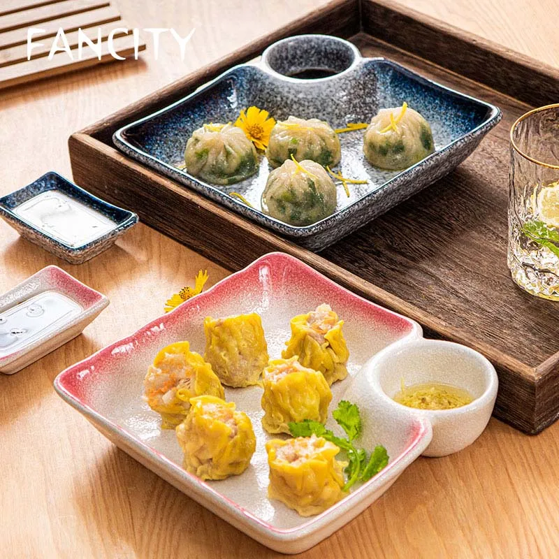 FANCITY тарелка для пельменей бытовые керамические пластины с уксуса Творческий
