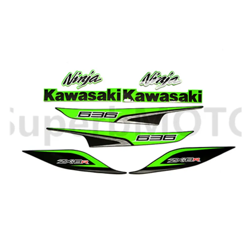 Зеленый Аксессуары для мотоциклов наклейка на обтекатель подходит для Kawasaki Ninja zx6r ZX-6R 2013 zx6r Набор наклеек для автомобиля - Цвет: Зеленый