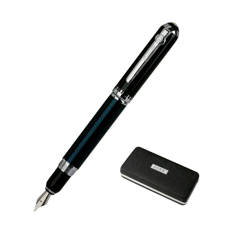 Duke из углеродного волокна серии роскошный черный и серебряный зажим авторучка 0 5