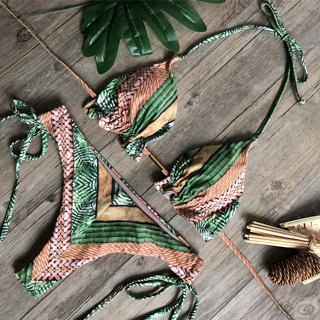 38 # женский купальник с радужным принтом в полоску Купальник бикини бандаж