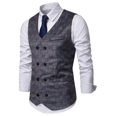 

Men's Suit Vest Spring New European Style Fashion Men's Casual Suit Vest Double-breasted Vest Vest 077