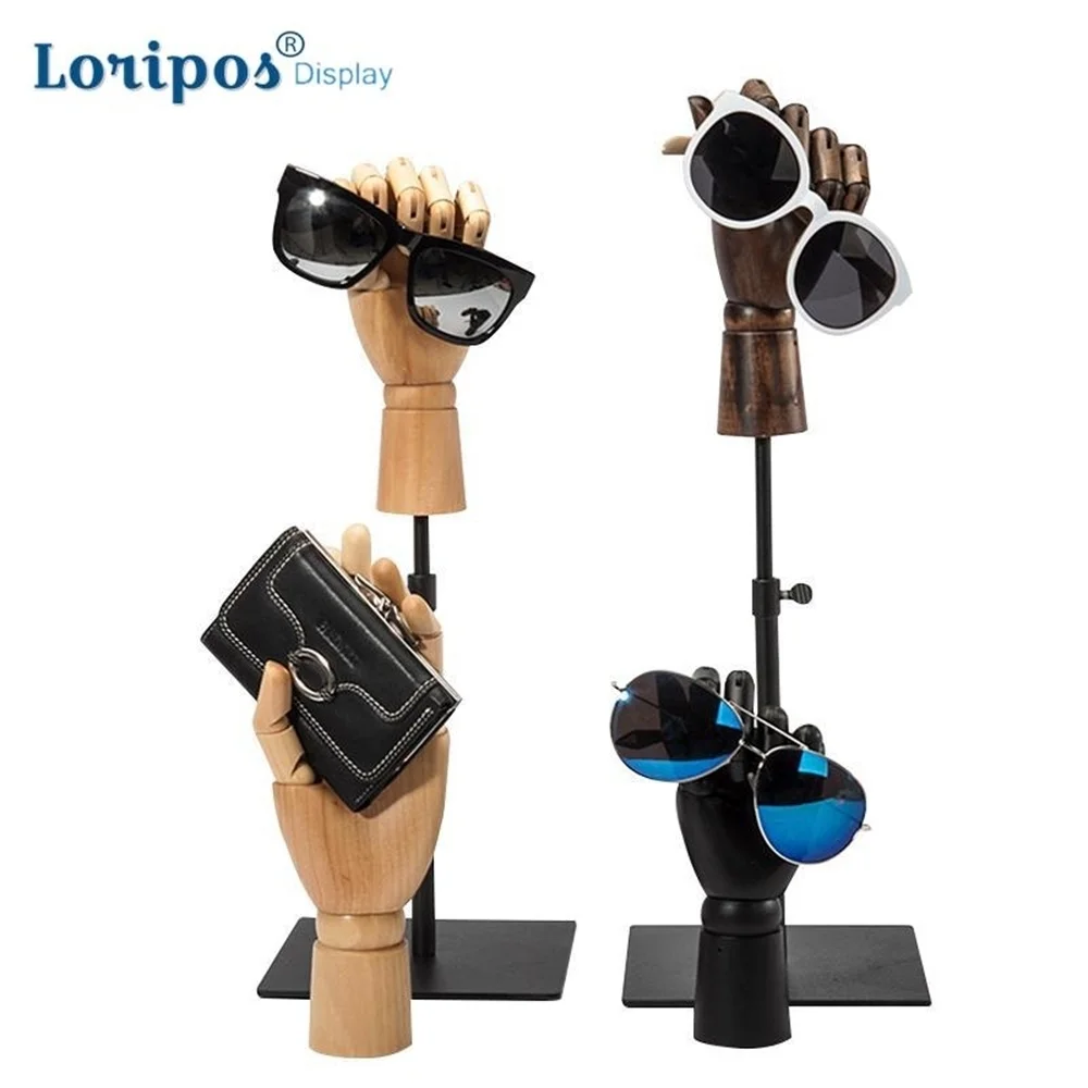 

Multifunctional Simulation Hand Model Jewelry Display Wallet Rack Glasses Holder Bag Shoes Watch Rack Wood Hand Rotatable Finger