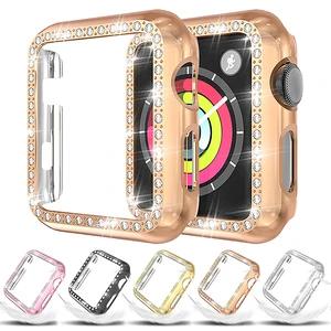 diamond case for apple watch series 5 44mm protective cover 40mm iwatch 4 screen pc watch case for apple watch 3 42mm case 38mm free global shipping