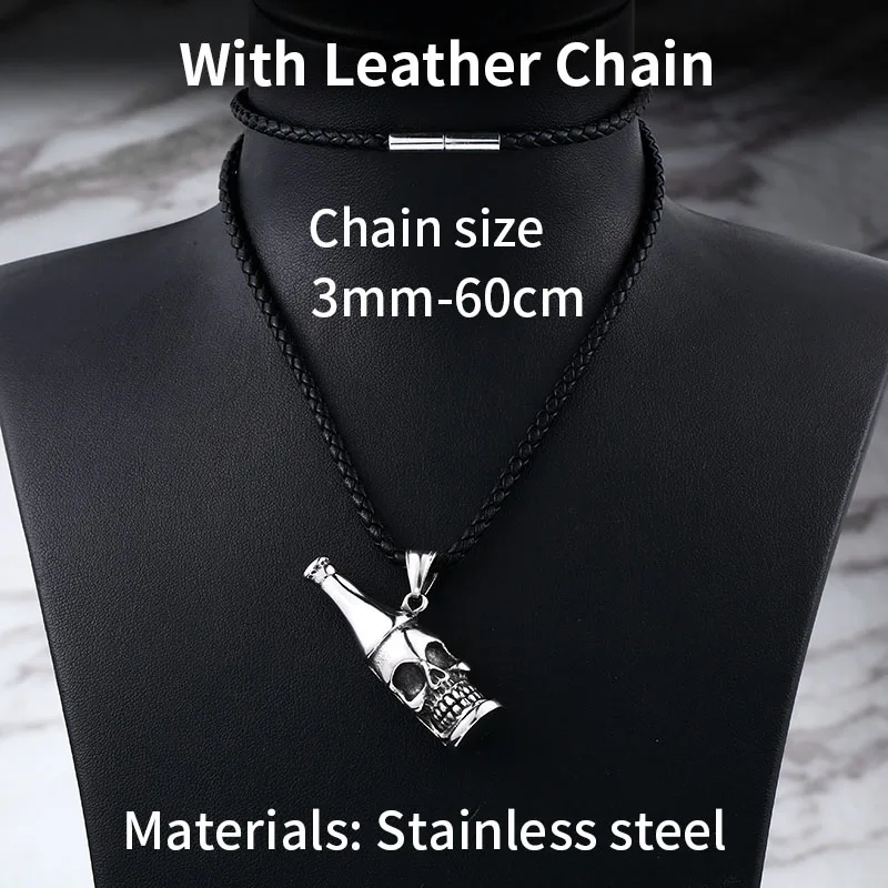 LHP097 BEIER, рок, панк стиль, Новое поступление, Череп, открывалка для бутылок, ожерелье, Мужская Личность, изысканные ювелирные изделия, дропшиппинг, LHP096 - Окраска металла: LHP097