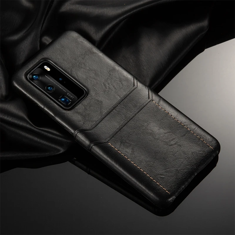 luxury business high quality soft shockproof credit card pocket pu leather mobile phone case for huawei p40 p30 pro cover fundas free global shipping