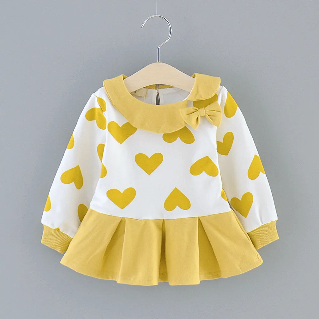 Фото Топы для маленьких девочек с рисунком сердца платье принцессы одежда длинными Топы для маленьких девочек с рисунком сердца платье принцессы одежда длинными