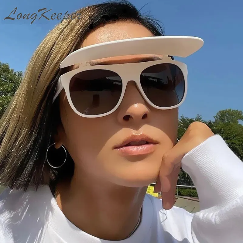 

Fashion Oversized Flip Up Sunglasses Women Men Luxury Punk Shield Visor Goggle Square Sun Glasses Female Oculos De Sol