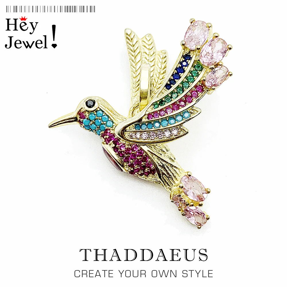 

Pendants Golden Colourful Hummingbird,2021 Summer New Jewelry 925 Sterling Silver Accessorie Lightness & Elegance Gift For Women
