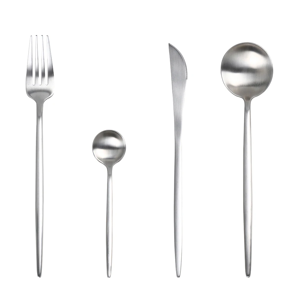 

16Pcs/Set Tableware Set Stainless Steel Cutlery Silver Colour Western Food Luxury Kitch Suit Fork Teaspoon Knife