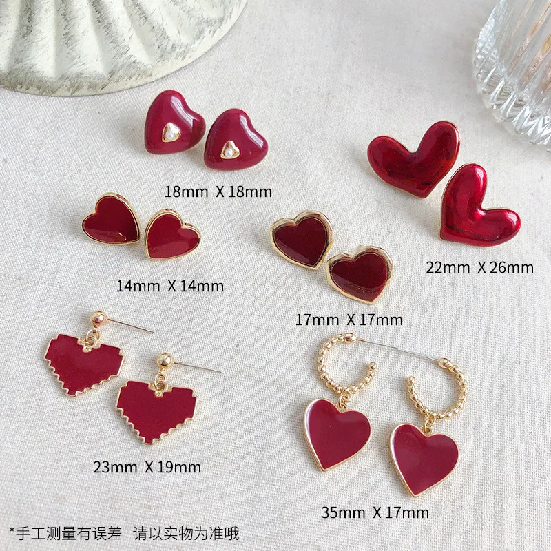 Женские серьги гвоздики из акриловой смолы в форме сердца|Серьги-гвоздики| |