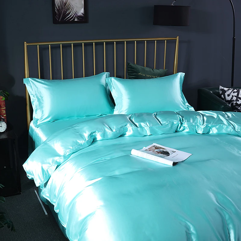 Роскошный брендовый Комплект постельного белья из атласного шелка двойное