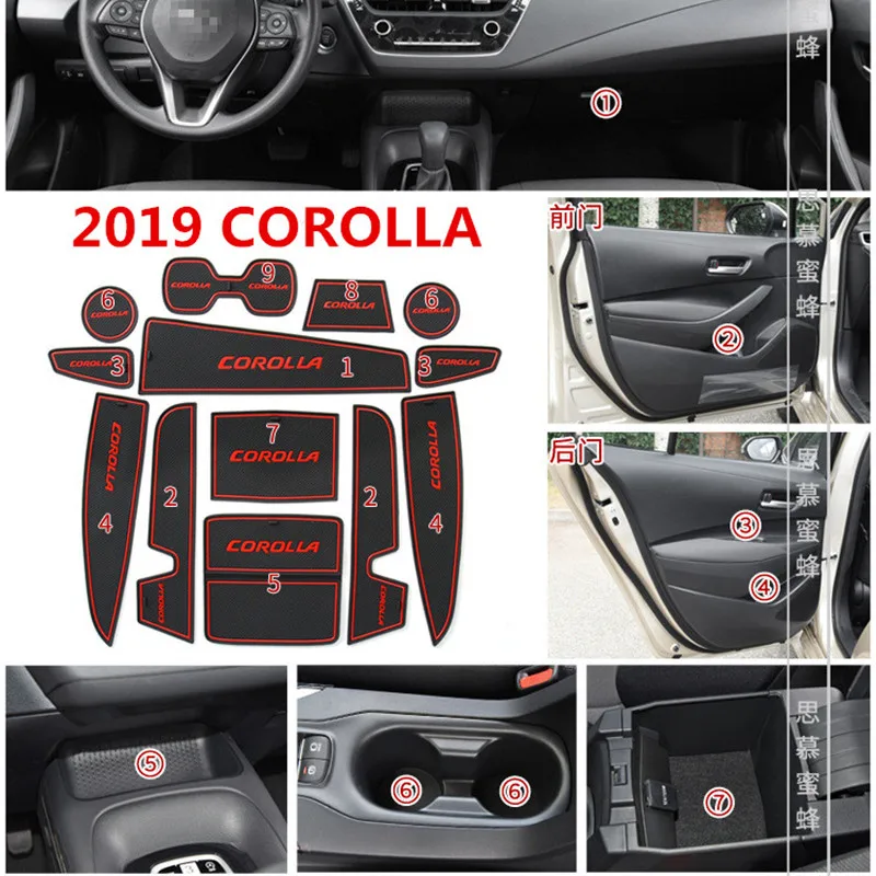 Для Toyota Corolla слот-коврик для двери коврик 3D резиновый коврик интерьерные подставки под стакан Groove коврик Lnterior Противоскользящий автомобильный Стайлинг