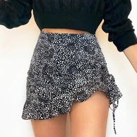 skirts leopard print woman skirts sexy ruffles a line drawstring ruched mini skirt ladies fashion casual party wear summer