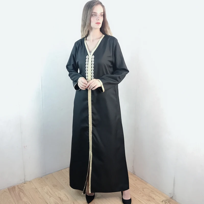 Женское длинное свободное платье Jelleba в марокканском стиле, трапециевидная ручная работа, разы с длинным рукавом, индийская народная мусуль...