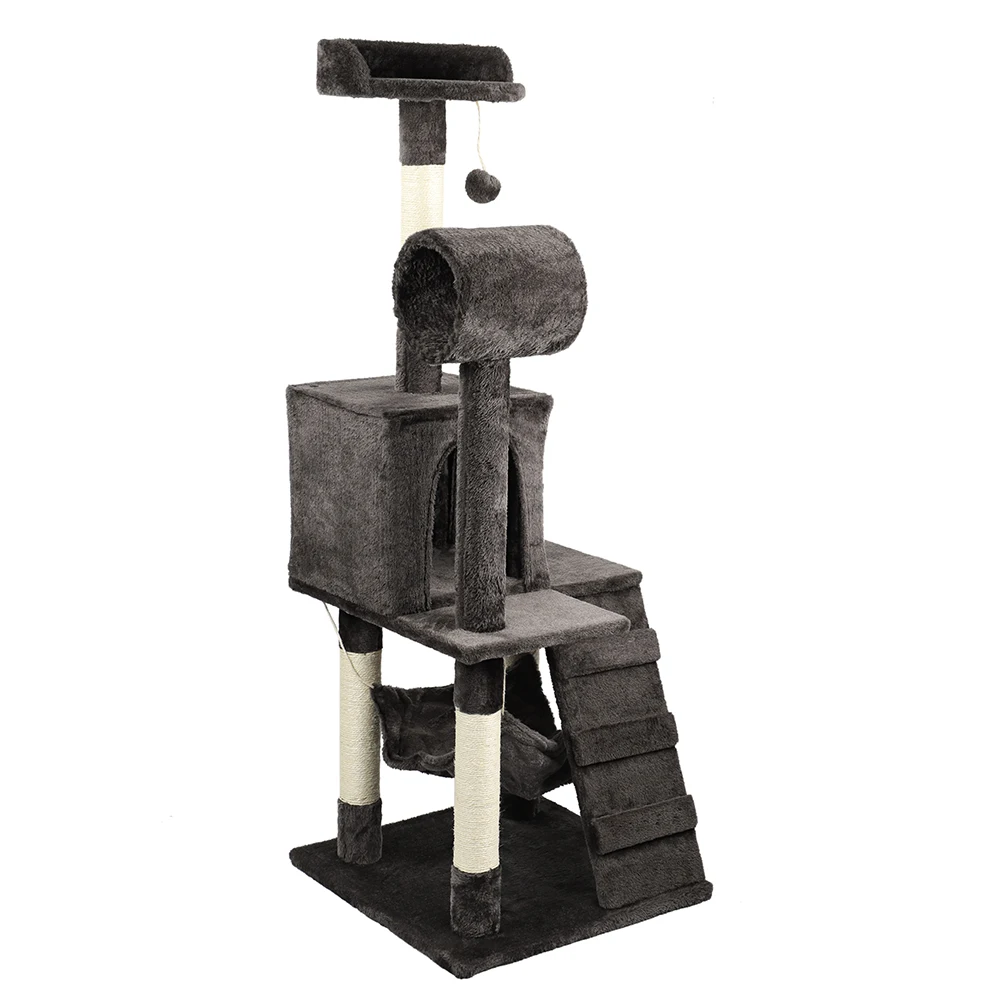 130cm Cat Climbing Tree 3-Level Tower for Cats with Cozy Perches Stable Frame Protecting Furniture Pet Supplies | Дом и сад
