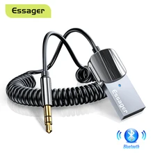 Essager Bluetooth Aux อะแดปเตอร์ Dongle USB ถึง3.5มม.แจ็ค Aux Bluetooth 5.0ชุดแฮนด์ฟรีสำหรับตัวรับสัญญาณ BT เครื่องส่งสัญญาณ