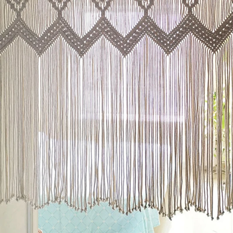 

Wall Hanging Macrame Curtain Bohemian Handwoven Tapestry Perfect Door Curtain for Bedroom Wedding Decoration 85X90cm