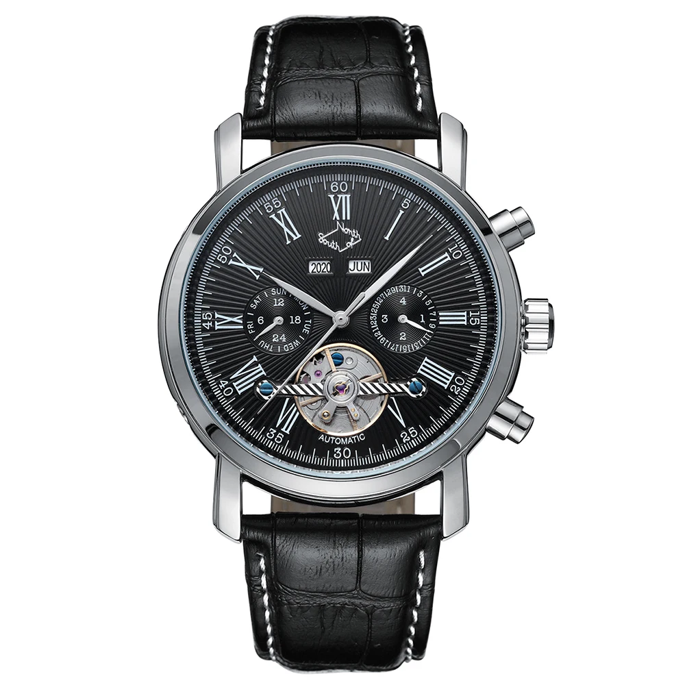 Механические Мужские часы JARAGAR с полным календарем и турбийоном Роскошные