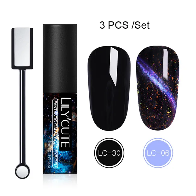 3pcs 6 LILYCUTE 5 мл 9D Хамелеон для использования с магнитом Гель-лак Сияющий мерцающий фиолетовый зеленый Смешанные цвета Дизайн ногтей замочить от УФ-гель-лака - Цвет: 3pcs 6