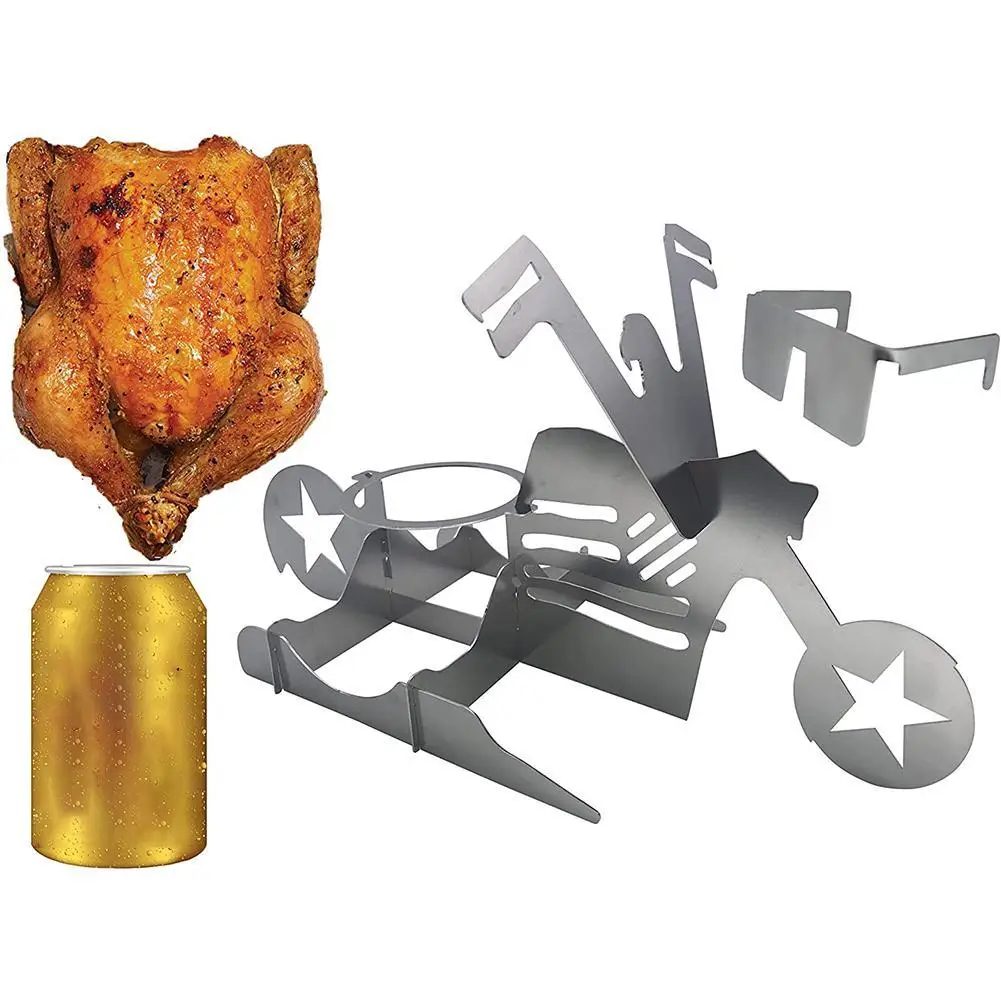 

BBQ Chicken Stand Beer Funny American Motorcycle BBQ Steel Rack Tools Funny Roast Chicken Rack Grilling Roast Rack