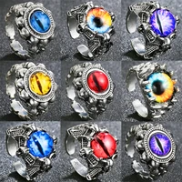 new fashion punk vintage palace retro evil eye opening rings adjustable metal color for men women party anniversary jewelry gift