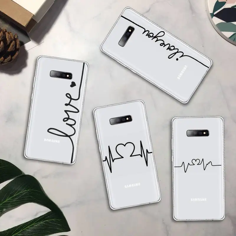 

Love Heart Letter art design Phone Case Transparent For Samsung Galaxy A71 A21s S8 S9 S10 plus note 20 ultra