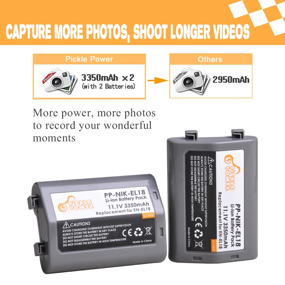 3350mAh EN-EL18a EN-EL18 Battery for Nikon D4 D4S D5 D6 D800 D800E D810 D810A