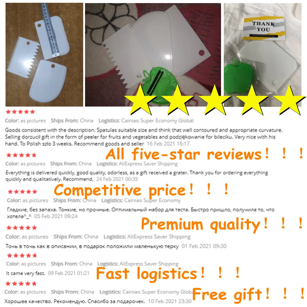 

3PCS Cream Spatula Scraper Irregular Teeth Edge DIY Scraper Cake Decorating Fondant Pastry Cutters Baking Spatulas Tools