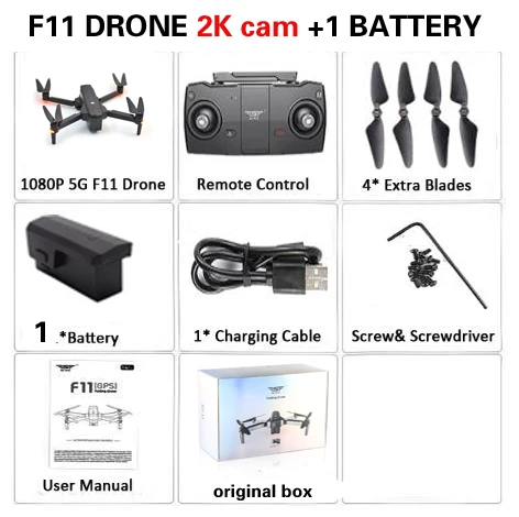 1battery 2K box SJRC F11 Дрон с GPS с Wi-Fi FPV 1080 P/2 K камера бесщеточный Квадрокоптер 25 минут время полета управление жестами складной Дрон Vs CG033 - Цвет: 1battery 2K box